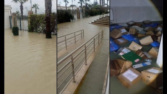 مياه الفيضانات تغمر أرشيف محكمة القصر الكبير